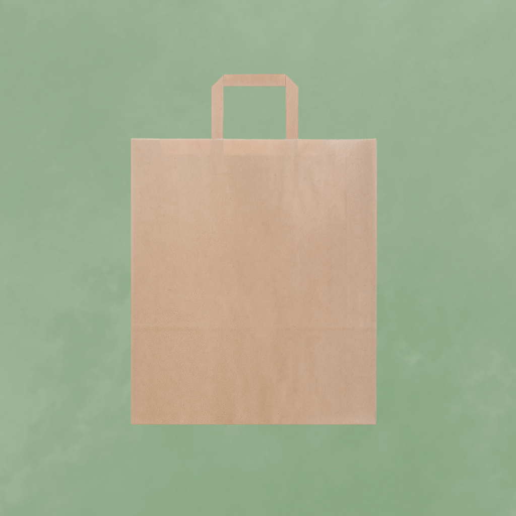 Brown flat-handle paper bags