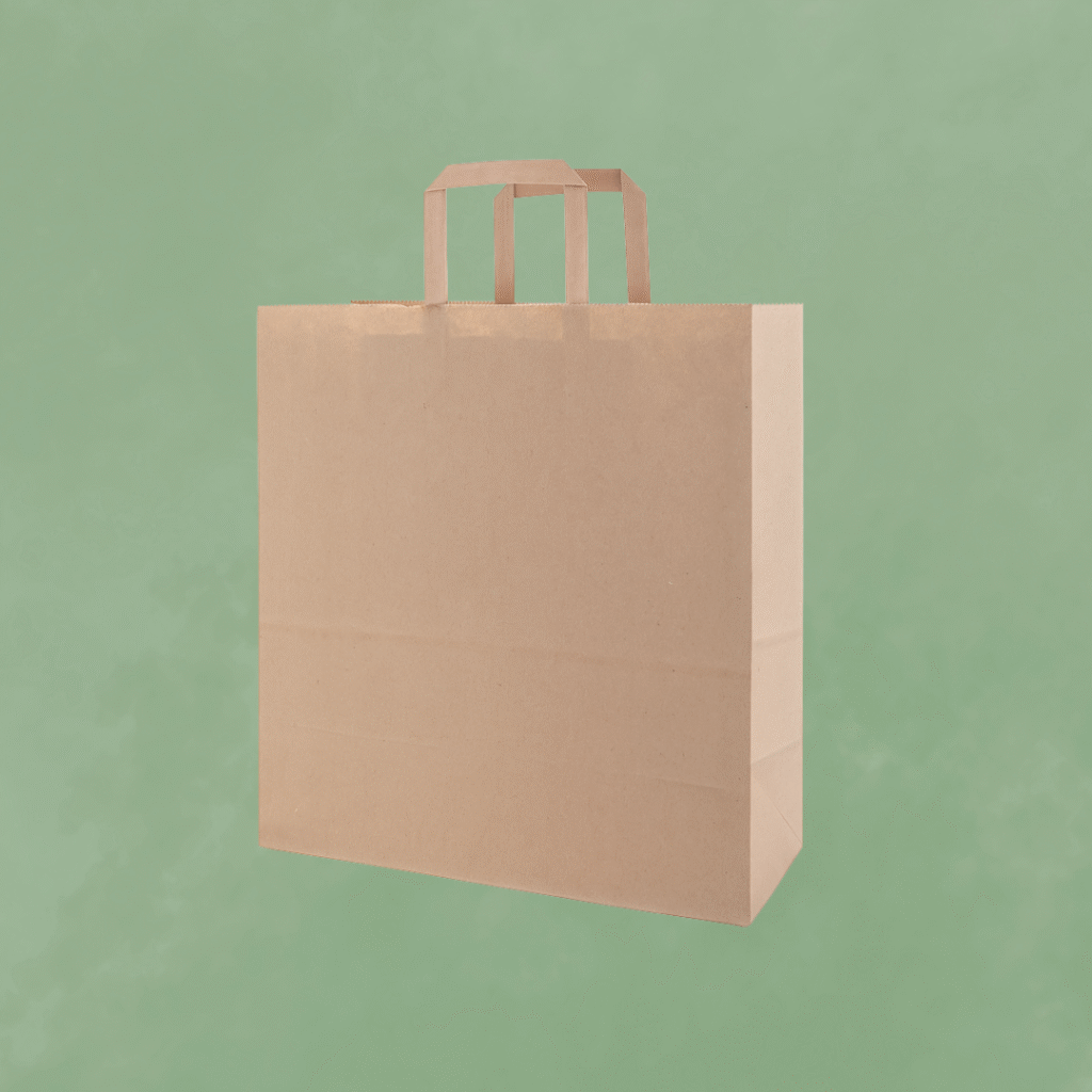 Paper bags with flat handle