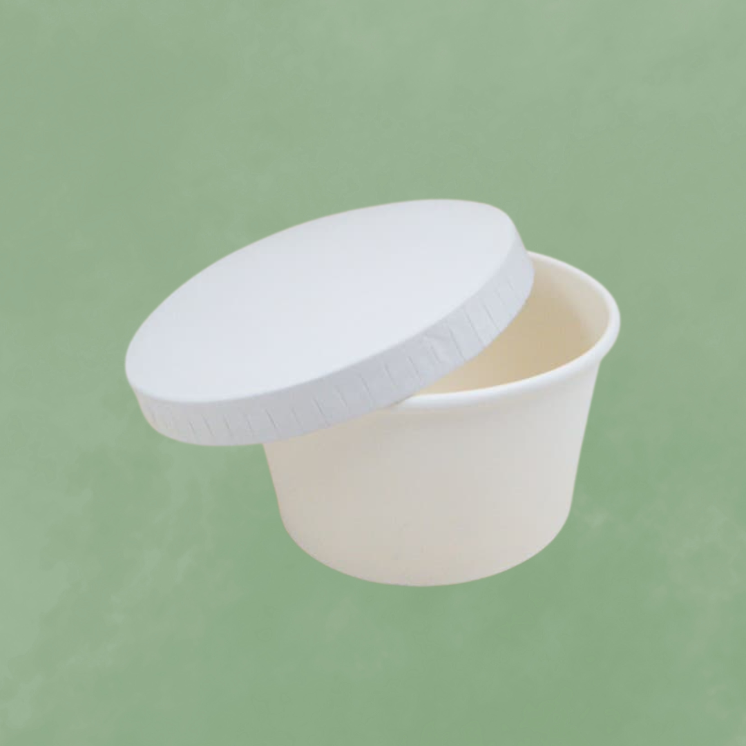 White paper bowl with lid
