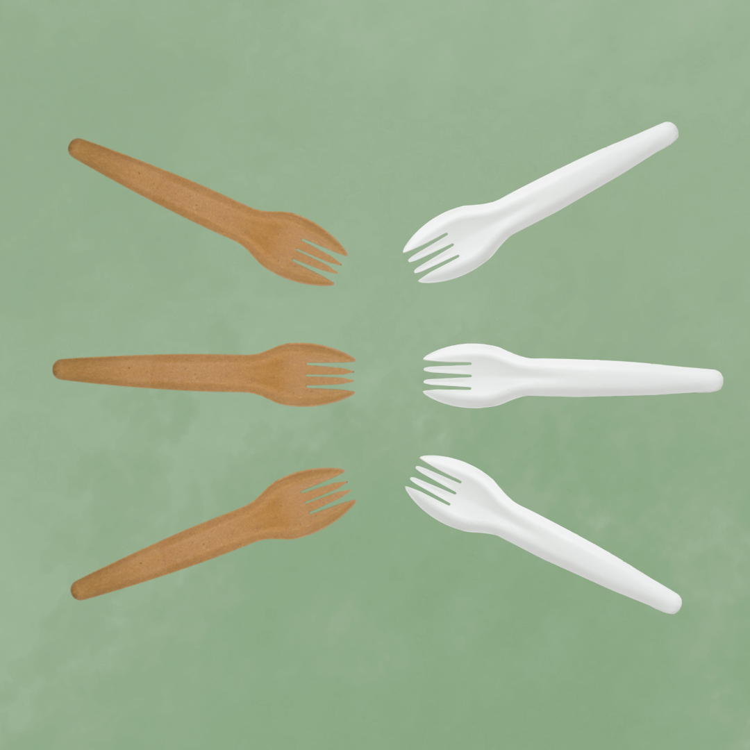 Paper fork white and brown