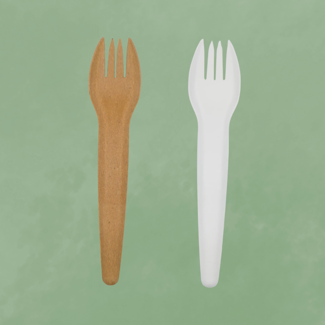 Paper fork white and brown