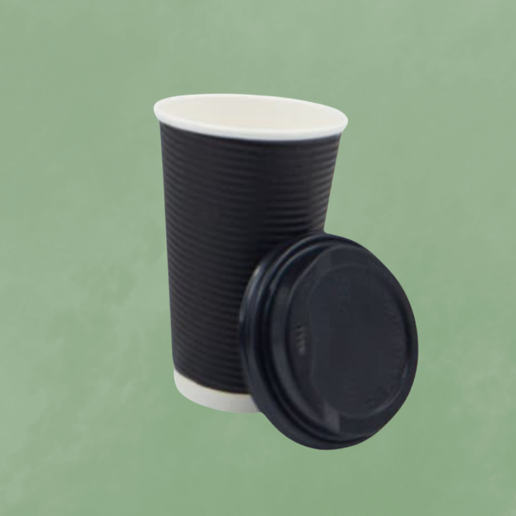 Black ripple wall paper cups