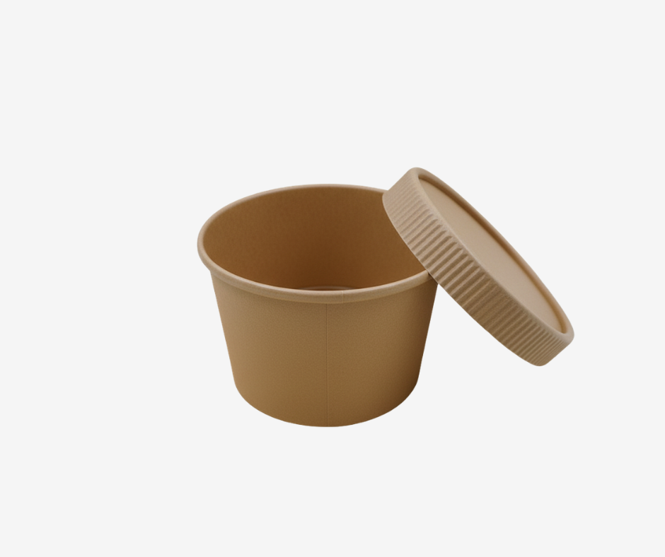 Food paper container brown with lid