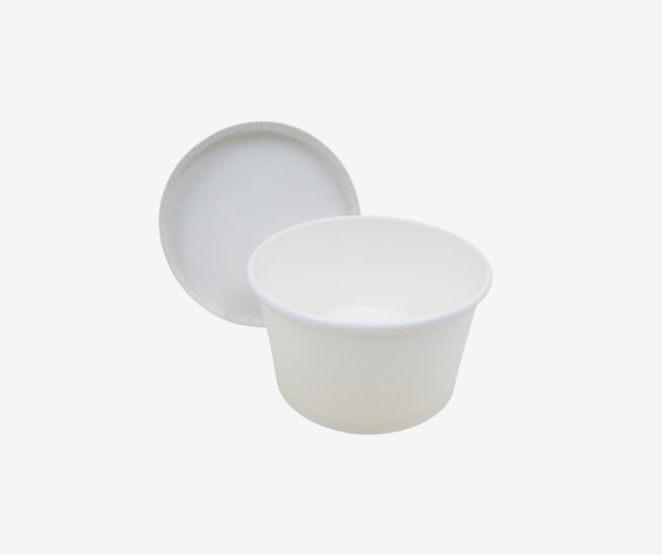 Food paper container white with lid